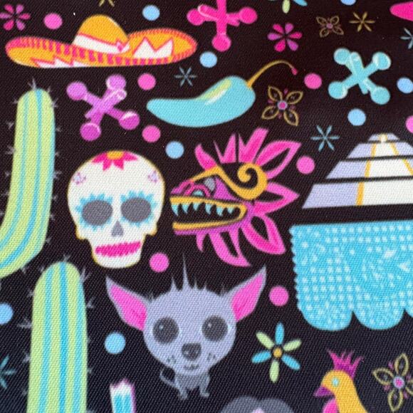 Tawi Sugar Skull Mexican Themed Bright and Colorful Wristlet Clutch Handbag - Picture 3 of 10